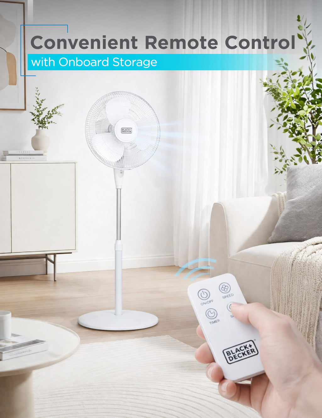 16" Oscillating Pedestal Fan with Remote N5383