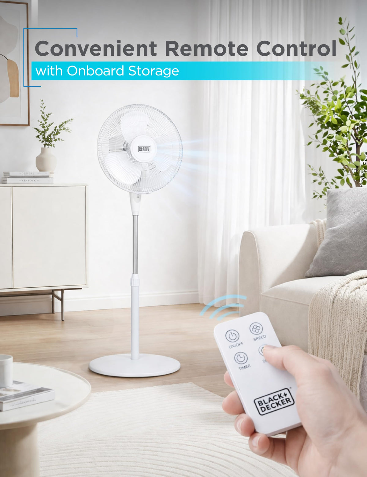 16" Oscillating Pedestal Fan with Remote N5383