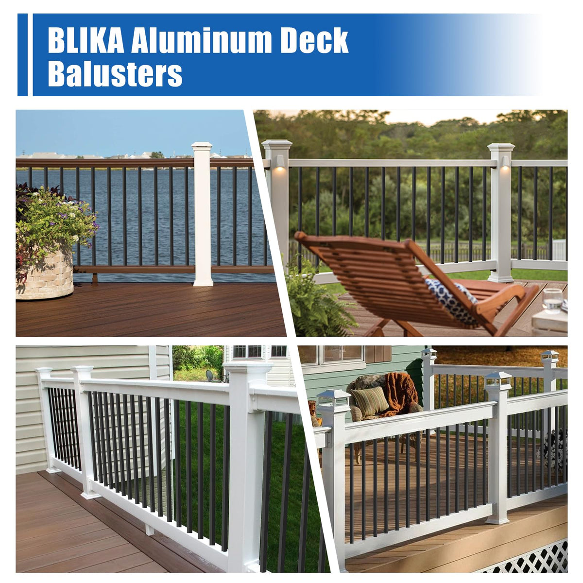 100 Pack 26" Square Black Aluminum Deck Balusters S1089