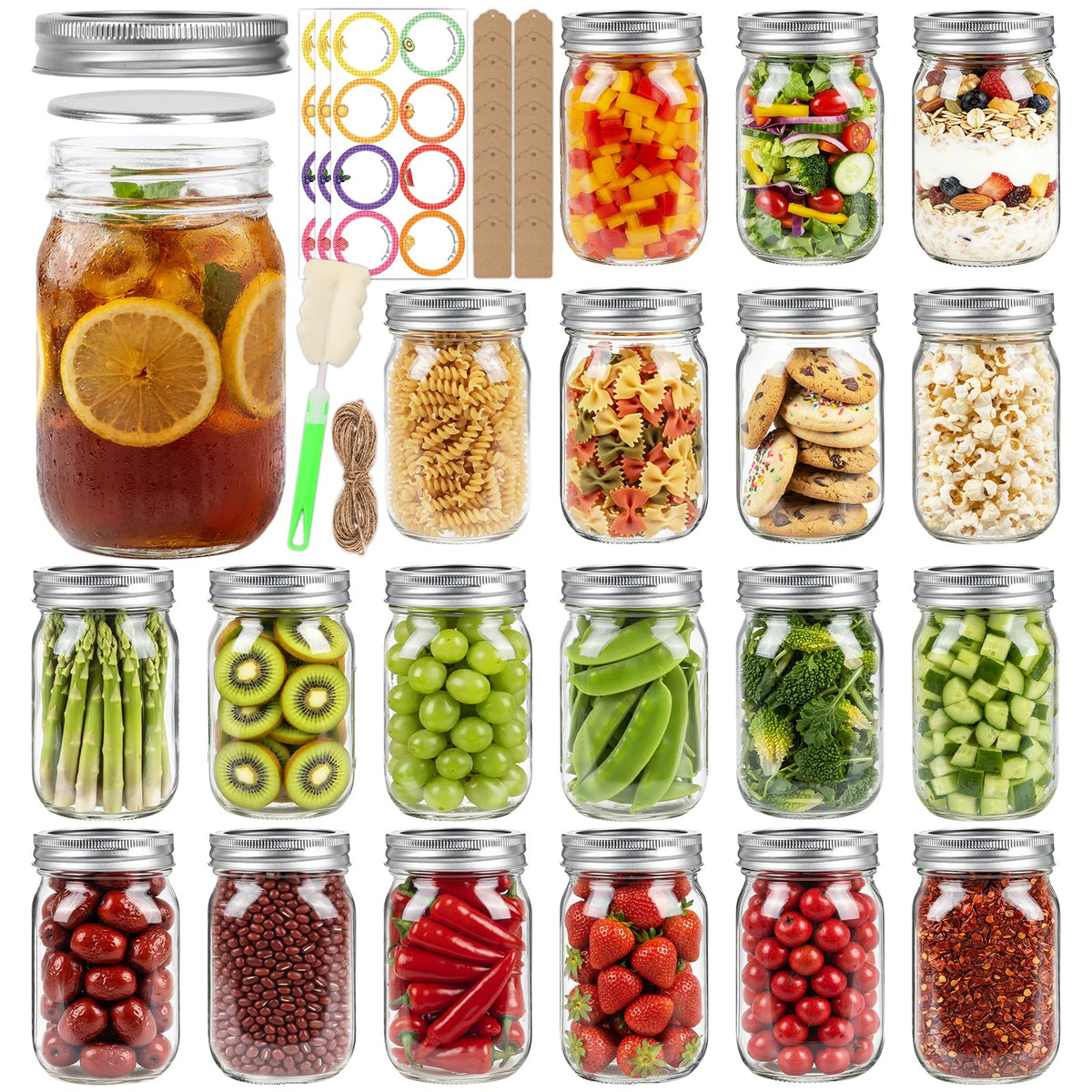12 oz Regular Mouth Mason Jars 20 Pack U6804