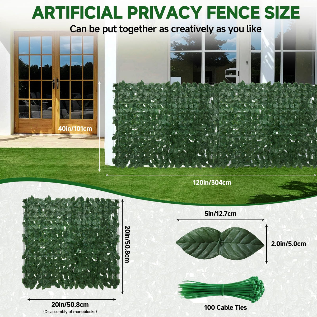 Artificial Ivy Privacy Fence Screen W980