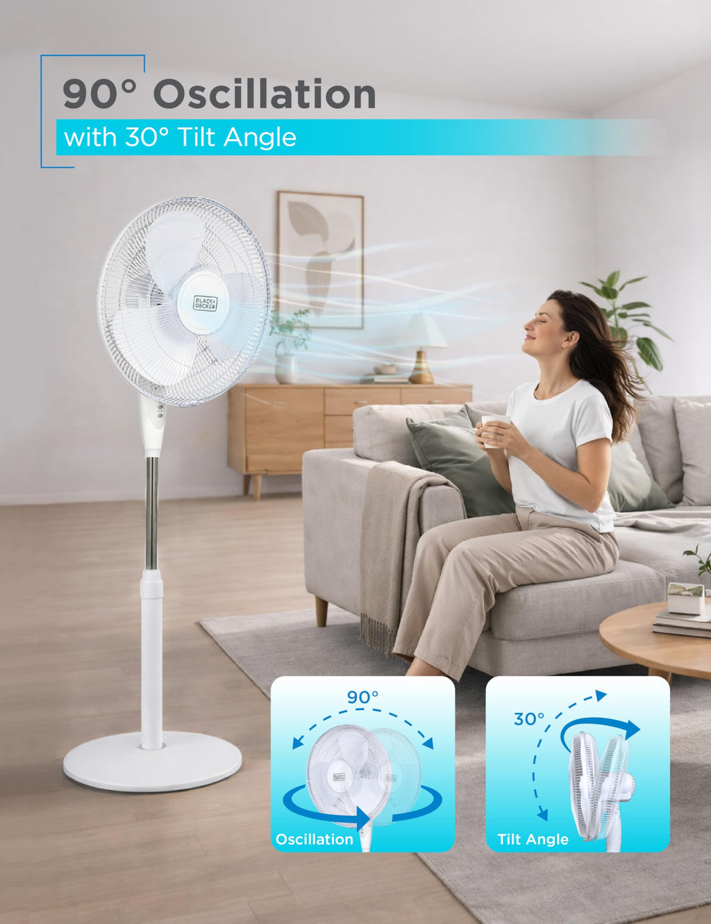 16" Oscillating Pedestal Fan with Remote N5383