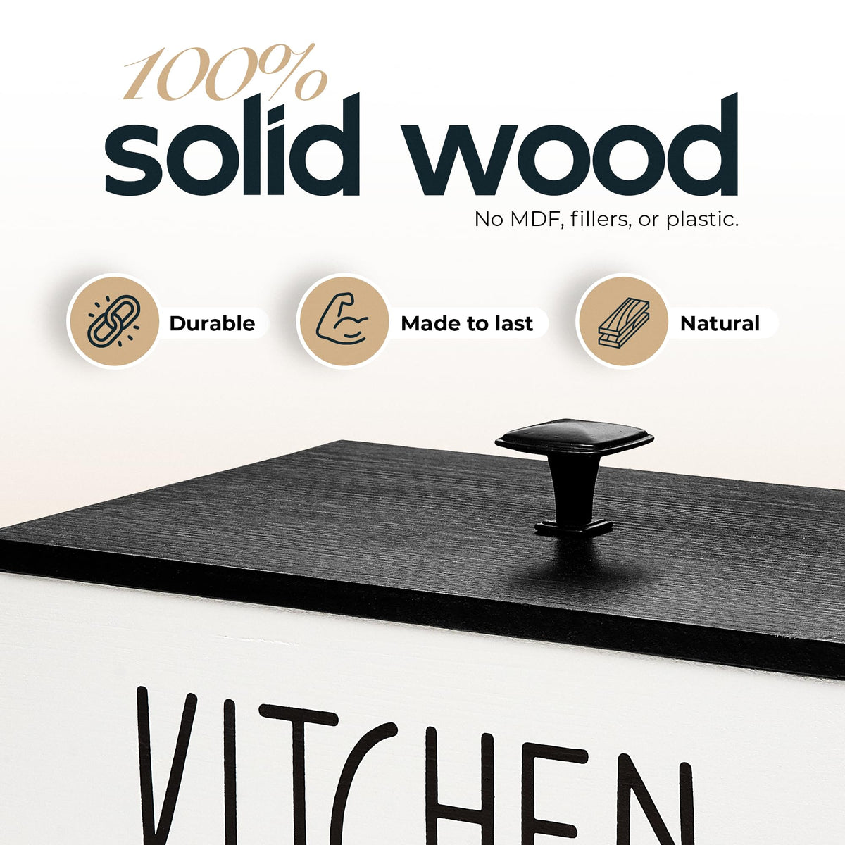 Solid Wood Kitchen Storage Bin with Lid X342099