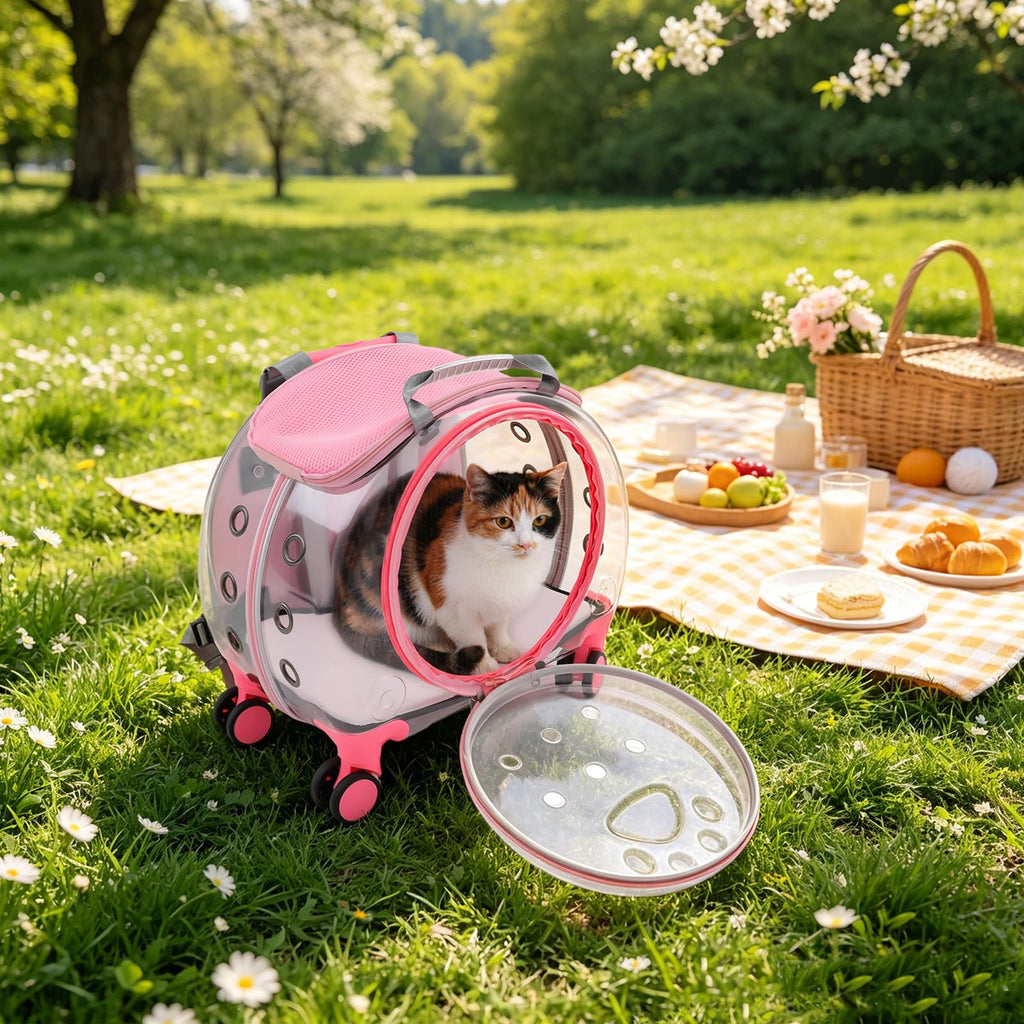 Pink Pet Trolley Case with Shock-Absorbing Wheels Z95403
