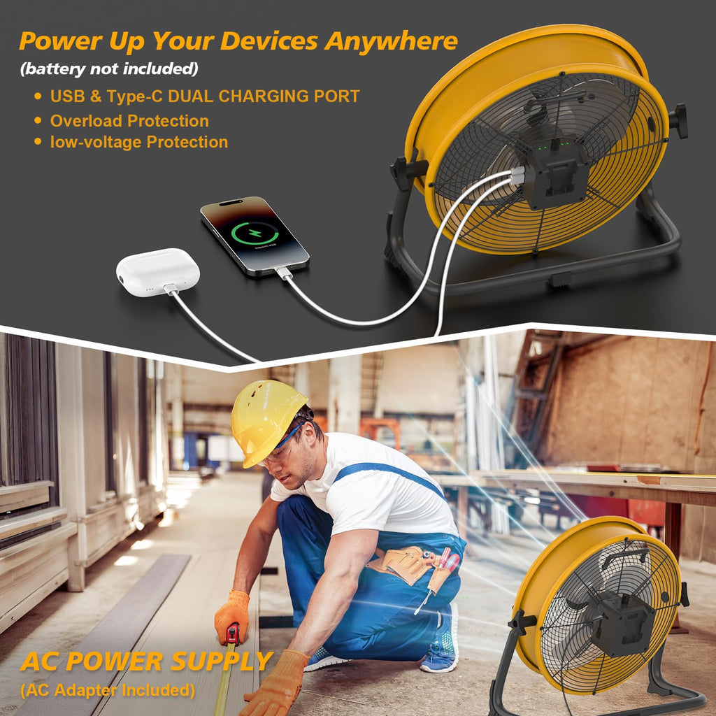 16" Battery Powered Cordless Floor Fan F41925