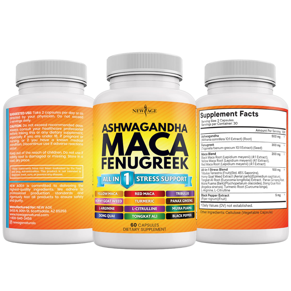 Ashwagandha Maca Root Fenugreek Tongkat Ali Ginseng 120 Count Supplement D376811