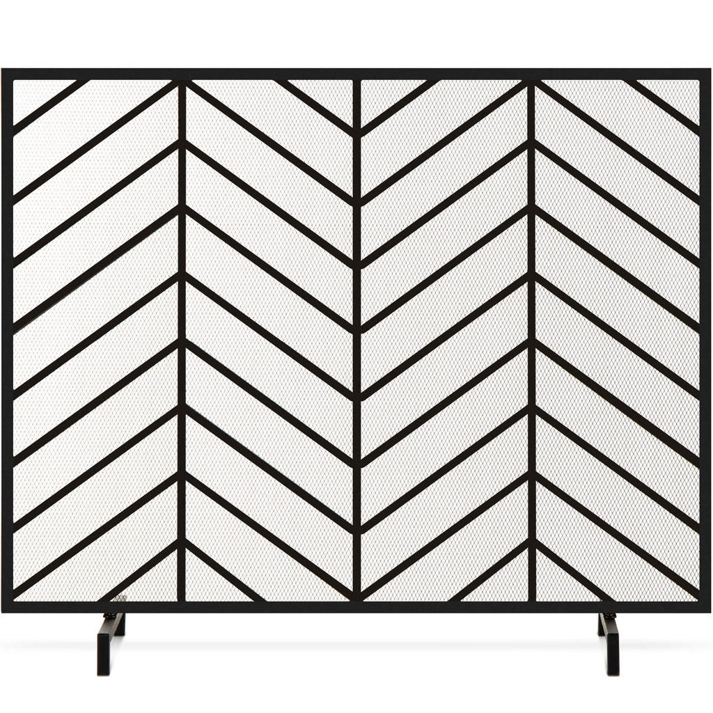 38x31in Wrought Iron Mesh Chevron Fireplace Screen X484