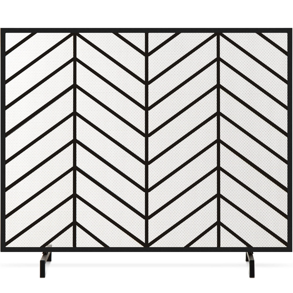 38x31in Wrought Iron Mesh Chevron Fireplace Screen X484