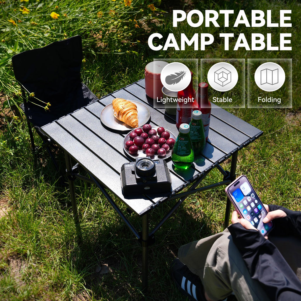 Portable Folding Aluminum Camping Table with Carry Bag E66800