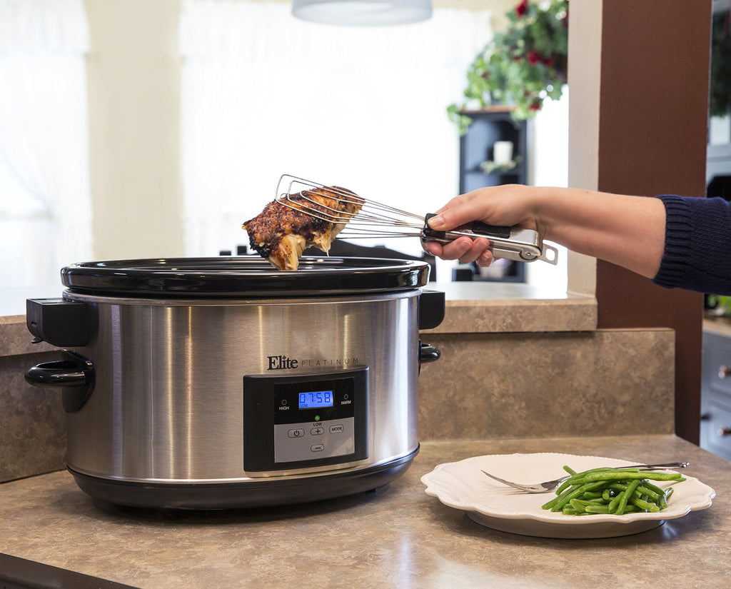 8.5-Quart Stainless Steel Programmable Slow Cooker with Locking Lid W635