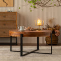 Round Coffee Table with Fir Wood Top and Black Cross Legs H102773
