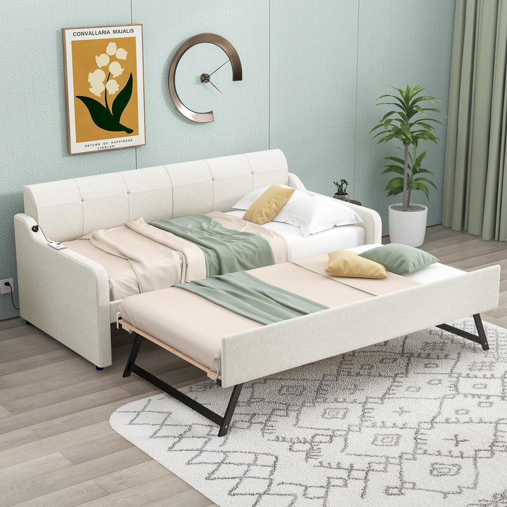 Twin Size Upholstered Daybed with Trundle Z93566
