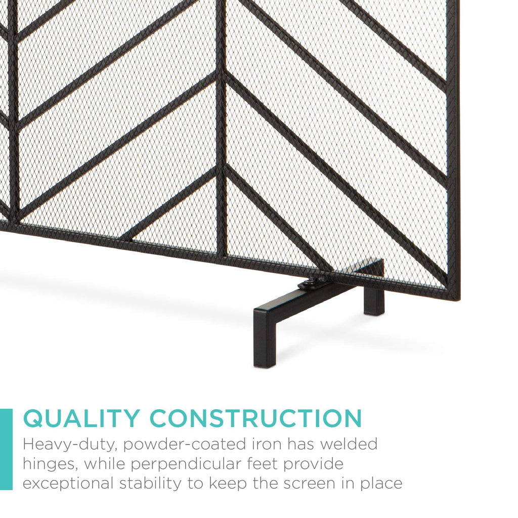 38x31in Wrought Iron Mesh Chevron Fireplace Screen X484
