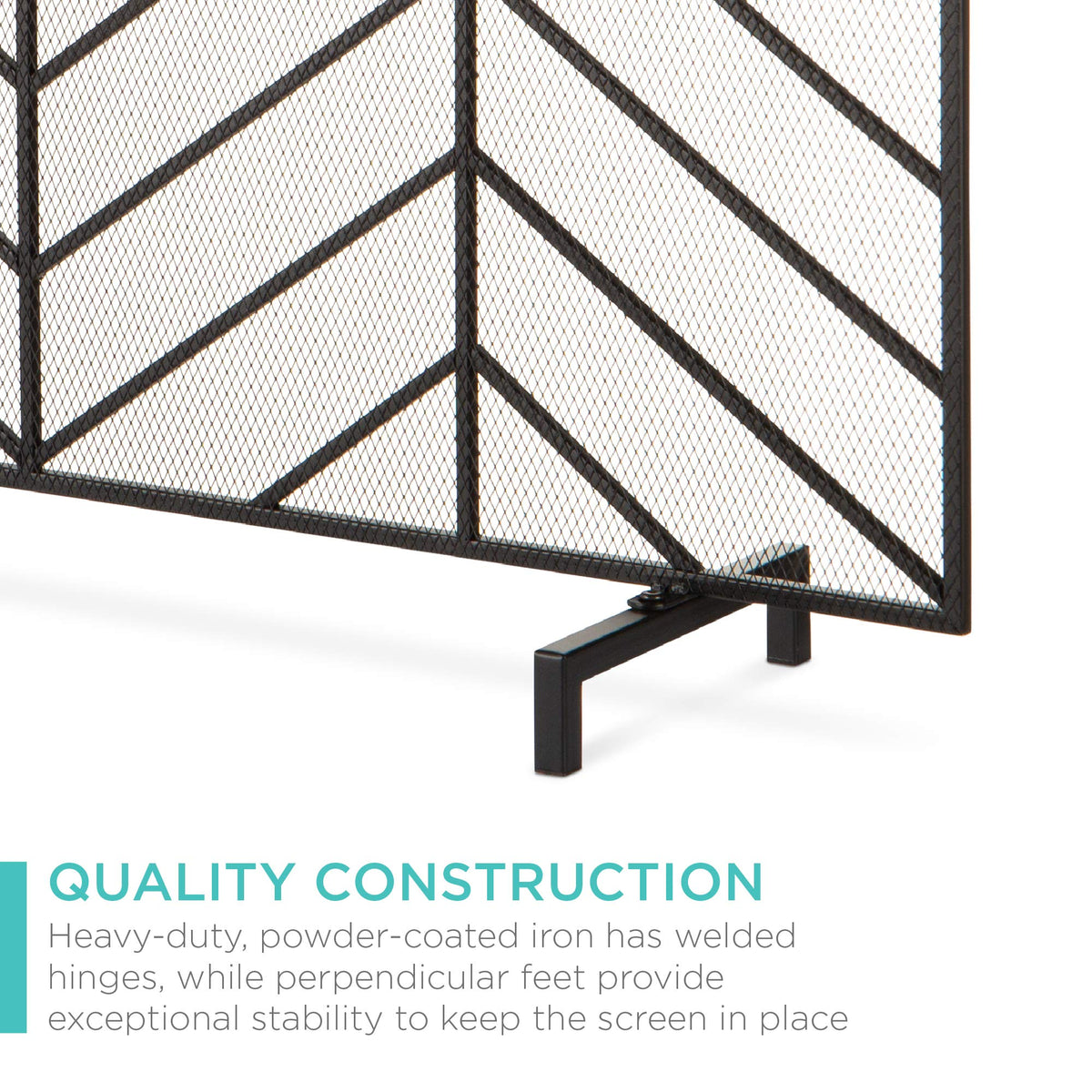 38x31in Wrought Iron Mesh Chevron Fireplace Screen X484
