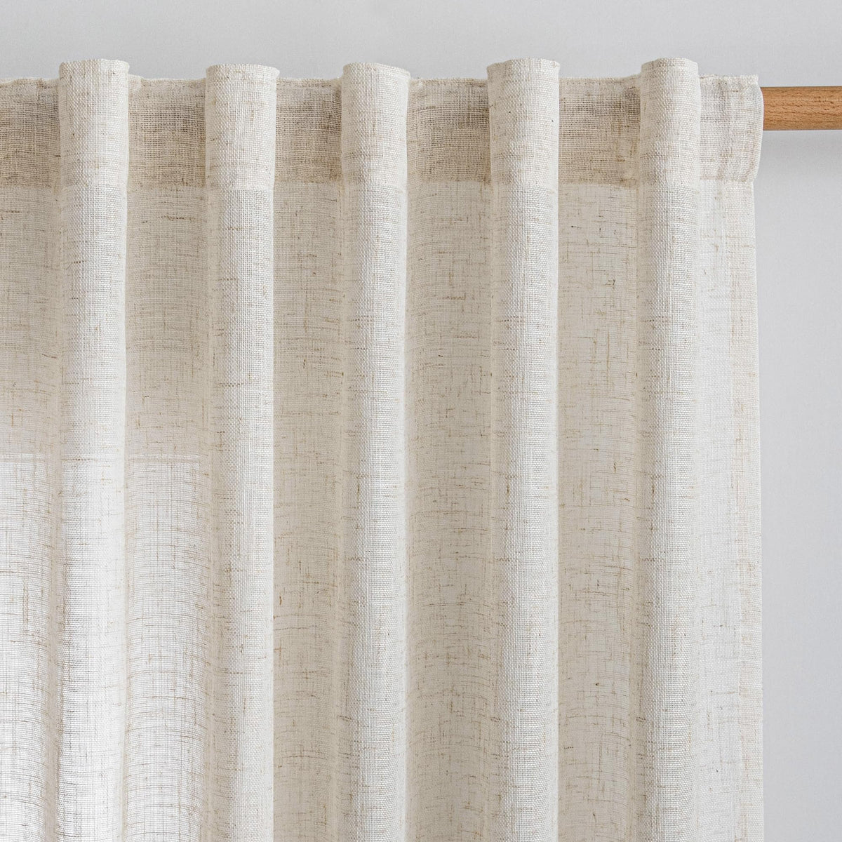 90 Inches Long Semi Sheer Linen Curtains, 2 Panels M38280