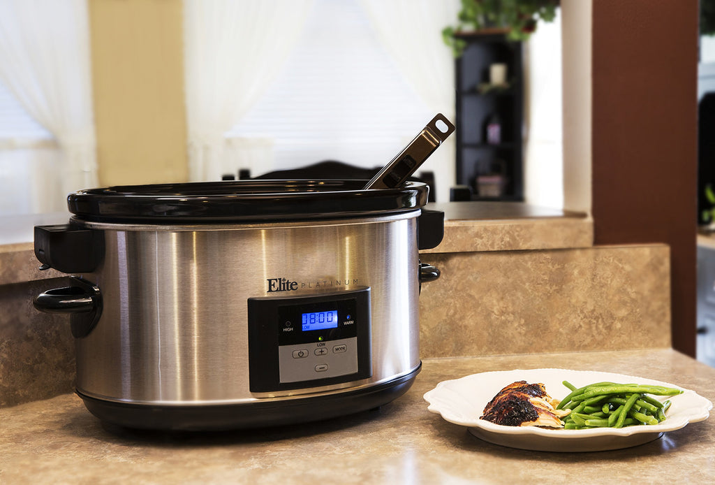 8.5-Quart Stainless Steel Programmable Slow Cooker with Locking Lid W635