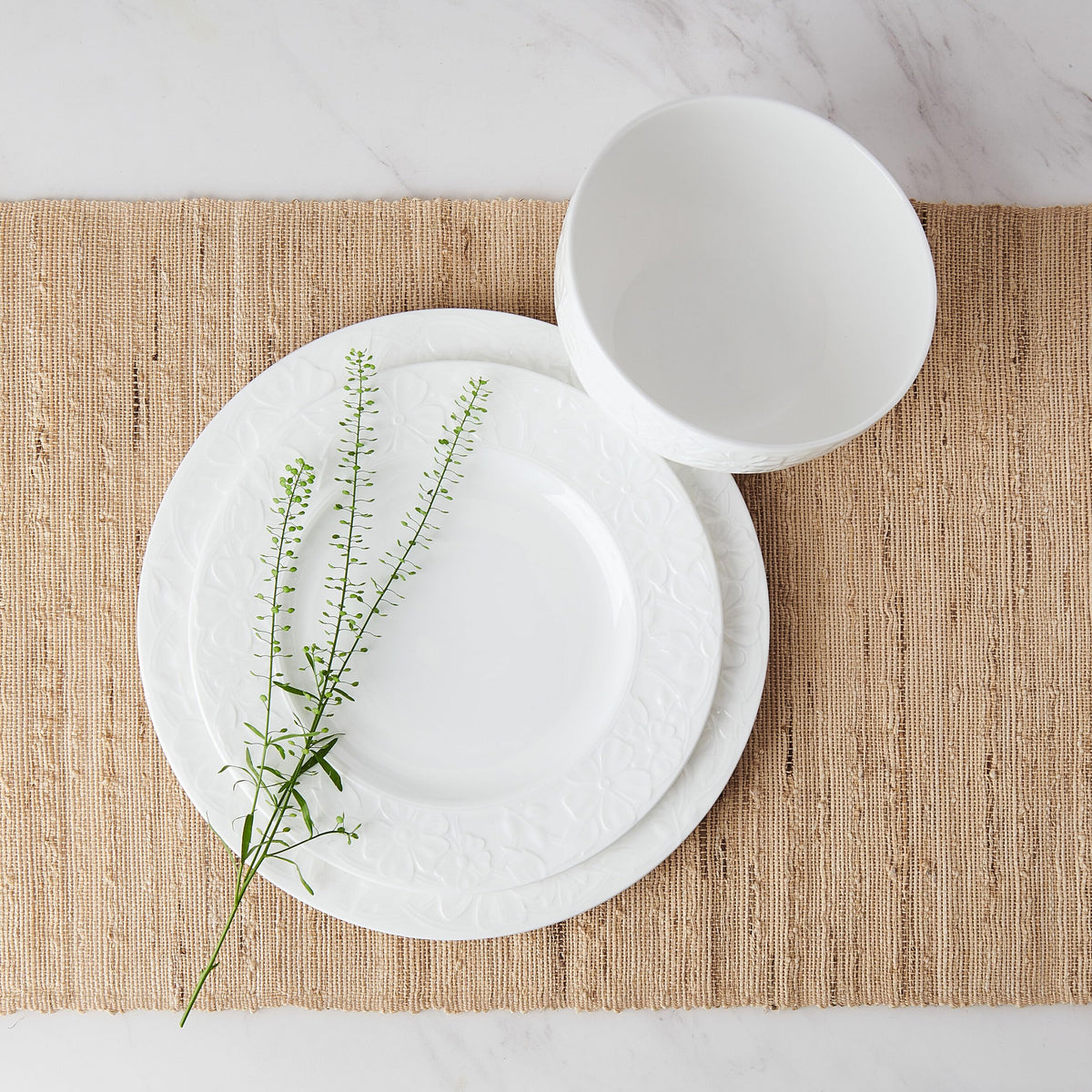 White 12 Piece Bone China Dinnerware Set G46814